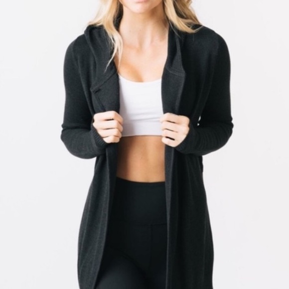Zyia Sweater Cardigan Hooded Charcoal Size Small - Picture 1 of 14